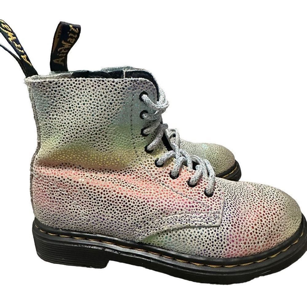 Dr Martens TODDLER 1460 PASCAL IRIDESCENT LACE UP BOOTS size 10 - Picture 2 of 6